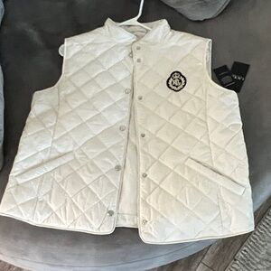 Ralph Lauren Cream Quilted Vest with Embroidered Patch